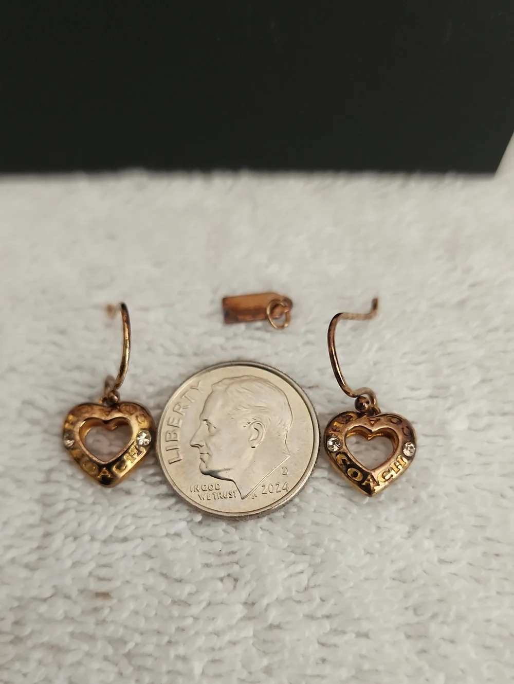 New Coach Heart Drop Earrings - Picture 6 of 8